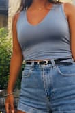 This shirt is super comfortable and soft. I can wear it with almost anything. I'd give it 5 stars, but the color is an off light blue and not a deep one like in the picture (which is why I originally purchased it for the color). - Patricia D.