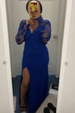 I ordered a medium, and it fits great in my bust area and waist. It's just too long for my liking and the sleeves are a bit big on my arms. I don't want to return it because of my size, so if I were to have gotten a small I probably wouldn't have been able to fit it or it would've shown too much chest for my liking as well. I just received it back from the alter shop, and I love it! - Diyanna R.