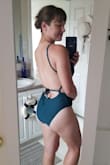 I have to admit, I was very skeptical at first when buying this swimsuit, but I was on a long search for a sexy one-piece. This swimsuit exceeded my expectations! It's sexy yet classy. It covers all the important parts, but shows off everything else! The straps are a little uncomfortable since it wraps around my arms to hold it up, but I'll get used to it. I can't wait to wear this out! - Jennifer K.