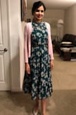 It's a beautiful spring summer dress, very comfortable to wear for the whole day. Just love the dress. Has lovely inner slip attached so no need of wearing a slip and has the shoulders and bottom flare transparent which gives it an awesome look overall. Material is very soft and flowy and very girly. Love the feminine look it gives you. Can wear with crystal studded earrings and ballerinas or sandals but nude or cream in colour to get an amazing look. - Sarita U.
