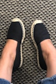 They are true to size and so comfortable. I have been looking for espadrille shoes and these are perfect! They have comfortable bottoms that feel great on my feet. - Leanne H.
