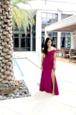 I bought this dress for my friends wedding and got so many compliments on it! It's so elegant and sexy! Loved the color! It's like a plum magenta color! Had to cute a few inches even with heels, but that's normal because I'm only 5'0 tall! - Deepa P.