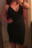 This dress is beautiful and made from a great, heavier weighted fabric with good stretch that was super flattering on. I bought this to wear to my niece's wedding, but opted for something different since I felt it might be a bit too sexy for the event and our families. - Erin H.
