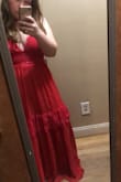 I really love how this dress looks. It's very flattering for me, especially since I'm pretty picky about how I like my clothes. The v neck goes down to the perfect spot, and if I wear heels, it's the perfect length. It's a bit loose on the top, but my top doesn't match the rest of my body, so overall it was great. I'm wearing it to prom! - Claire S.