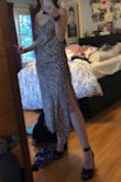 OMG I LOVE THIS DRESS!! I got it for my prom because 1. I love animal print and 2. I liked the style most out of all the other dresses I looked at! The fabric is less smooth-satin than I was expecting but still good quality and trusty with sizing! Easy to fix with the tie back as well. - Gillian B.