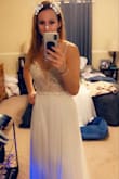 I initially ordered this dress, but then my mom bought me another dress. If you're on a budget, this dress is for you! All it would have needed was hemming, but with being on a budget with another dress I didn't have a reason to keep a $300 white dress that needed hemmed. - Robin R.