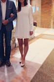 Dress wrinkled a little more than I would have liked, but it was very comfortable and looked great for our rehearsal dinner. - Molly P.