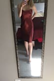 A beautiful dress for fancy dinners or a night out. I love the shiny satin brown color! It's vibrant! - Shannon W.