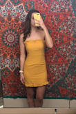 Wish it was a little more snug but wouldn't go down a size. It looks more orange in the picture online, but I actually think it looks better in person. Super comfortable and soft. - Nicole E.