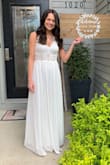 I wore this dress for my bridal shower and it fit perfectly! The dress was super long for me, so I had to wear decent sized heels. The adjustable straps are life savers! - Olivia E.