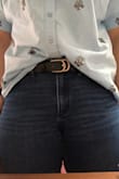 I really like this belt, it's cute and functional and adds a little style to my french tucks!
My waist is 30" and I'm on the second to last hole on the belt. - Blair R.