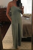 I didn't see any reviews for colors other than black so I thought I'd do my part. The sage color is stunning. I'm usually between a M and L at Lulus. I could've kept the M but I was slightly at risk for some wedgie/camel toe moments so I kept the large. It seems like the large adds some torso and leg length bc while the height is perfect for me with some 2-3" heels, I could've worn flats with the medium. - Sharmada S.