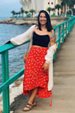 Love this skirt! Super cute and comfy and easy to dress up or down. I ordered a size large and honestly think I could have worn the medium, but since this is adjustable I made the large work just fine! - Kayla W.