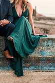 I wore these for our engagement photos. I love the color & the fit, it flows which is nice for photos. Also you don't have to wear a bra, it's very supportive which is def a bonus. - Wendy T.