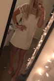 Fits great. Didn't have any problems with it being "too tight" around the arms. Perfect length and very comfy. I usually order a small and glad I didn't size up! - Kaitlyn C.