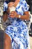 I'm not the biggest tie dye fan, but this dress is amazing! It's super flattering to my body shape, I'm pretty skinny and gives me the illusion of having hips and a nice waistline. It fell at about shin level on me so on taller girls it will probably be about knee length. - Chloe S.