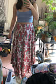 Great skirt! Nice fabirc, flows well, and is not see-through. According to the size chart online I should be a size S, I ordered both S and XS; they both fit me (it has an elastic waist), but XS fit me better because I am short, and the waist fit me better. It is pretty much true to size, but if you are in between sizes I would recommend sizing down, especially if you're short like me. - Phoebe M.