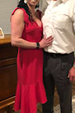 I ordered a size up because I was afraid being in between sizes that a medium would be too tight and show my problem areas, but it fit perfect and everyone loved it on me. - Stacey G.