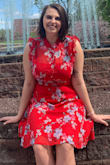 I love this dress! I bought it for my graduation but will definitely be wearing it again! It's a good length and flowy but definitely runs small in the waist! If you have a bigger chest, go a size up. - Jordyn G.