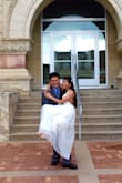 I wore this dress almost 3 years ago for my simple courthouse wedding. It was a little tight on me but I managed! I also needed it hemmed since it was too long on me since I'm too short. Anyway I got it on clearance sale which was a great deal for this kinda dress. - Odette P.