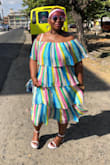 I wore this beautiful colorful flirty dress to a Easter celebration. It's definitely a head turner. The fit was just perfect easy moving. - Shawnette L.