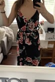Nice material and the wrap feature lets you customize how it sits on your body for the best fit. The colors are bright and gorgeous. Like most Lulus dresses, this is very long (I'm 5'6) but can be fixed with some hemming tape. I ordered a M (my normal Lulus size) but will be returning for a small as there was some extra fabric on the top that sagged a bit. Very cute- recommend for a summer wedding! - Samantha M.