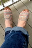 I love these sandals. They go with everything and are lightweight. They have nice embroidery along with little mirror embellishments and gold foil on the heel. I normally wear a 9.5 but ordered a 10 based on reviews and they fit perfectly. Thank you, Lulus! - Holly B.