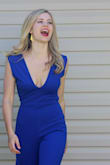 I loved this jumpsuit so much I bought it in two colors. It does have a tendency to try to slip a little bit around the chest area so I wouldn't wear it to do any rigorous physical activity. But it's great for a party or dinner! - Makena S.