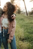 I wore it for pre-wedding photo shoots with high-waisted jeans. 
The fabric feels soft. Loved it! - Hadas B.