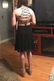 I have a 12 year old who only wanted a black dress for a few parties.  They were all ok low in the front, or showed too much side-boob. This dress was perfect! You can adjust the back, it hits her at the knee, beautiful on, and she actually LOVES it! She's going back online to look for more dresses at Lulus. 
I am so happy that I don't have to take her shopping!!! - Jill B.