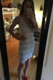 (My hips are actually 30 inches, but it wouldn't let me select lower than 34.) I love this dress, but mine could be taken in on the sides a bit. There is a lot of extra fabric bunching up in the back, and I wanted it to be tight the way it is on the model. Also, I already had my aunt fix the right bust's dart, since it was sewn differently than the left and bulged on the outside. Now, it lays flat. Other than that, the adjustable straps, zipper, hook, length, and fabric in general are great quality. - Amanda T.