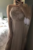 I loved everything about this dress! I am going to have to get it shortened a bit because even with heels it is still long. The colour is a tad lighter than the photo on the website but it is still beautiful. - Averi L.
