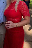 Loved wearing this dress, it is the perfect mix of modest and sexy. It was more snug that I had wanted it, but overall great dress that received many compliments. - Lindsey S.