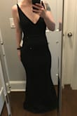 IMPORTANT: The size chart told me I was a S but reviewers of my body type recommended the XS and I'm glad I sized down. Even the XS is a tiny bit loose in some places!! This is a beautiful dress that, particularly for the price, is a great value over expensive dress rentals. The fabric is thick and supportive but not heavy, although it is not quite as soft as I would like (the lining is smooth and soft but the outer fabric is kind of rough/scratchy and is not pleasant to touch). The cut of the dress is sexy and flattering - I am petite but curvy and it fits like a glove. I have a very small chest and it looks great on me, but my lack of bust makes the straps a little too long - an easy fix. The overall length of the dress would only work for someone of my height with 3-4 inch heels, so you should plan to hem or wear heels if you're short. - Heather E.