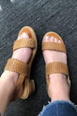These sandals are true to size and I already know I'll be wearing them all the time. They are real leather and very well made. They have a small heel and can be dressed up or down. Must-have Summer staple! - Hannah K.