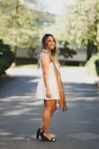 I bought this for my college graduation, and its just perfect. I got it hemmed however, because I'm shorter. But it turned out so cute afterwards! - Gianna W.