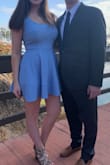 Love this dress. The color is beautiful, the skirt has great motion to it, and you can wear it with a normal bra! It's a little on the shorter side if you're tall, but still gets the job done. - Veronica O.