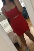 I was worried that it wouldn't cover my chest but it fit like a glove! I wish it was a little tighter on the bottom (I'm a medium and sized up for the top) but overall so in love! - Lindsay M.