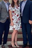 I ordered this dress for graduation after not finding anything at the stores & it was perfect! I am often between sizes Medium and Large, and I decided to order a Large, which worked great for me. The pattern and style were the ideal mix of fun & professional for my event. I loved the light fabric and how comfortable it was for a long day! So happy I decided to get this dress :) - Danielle O.