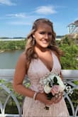 I wore this for my senior prom and loved it!! I ordered according to the size chart and got a large. It was too big one me. I had to take 3 inches off waist, and I got the neckline pinned closer together just because I felt uncomfortable with how deep the V was. - Jaden C.