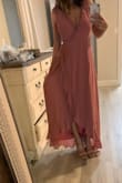 I love love love this dress! the color is beautiful and it's light and flowy for a summer wedding. I want it in every color! I do need to be careful and tie the dress tight since I'm larger up top and the girls are kinda out, overall- great dress!! I bought a small and it fits perfect, doesn't need to be hemmed! - Lisa C.