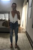 I read the reviews that these were big so I ordered 2 sizes up at first (27) Then I ordered a 26 and they look good when you first put them on but the waist was still big and they got pretty loose through out the day. Definitely not a perfect fit, but they will do. (Also in the pic is a shirt from Lulus) - Brooke B.
