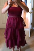 This dress is very flattering! I was worried that the ruffles would be too much but they are perfect! - Linda D.