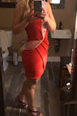 Loved this dress and got so many compliments on my bachelorette. Ordered an XL to fit my hips (size 14) but it was slightly big on my smaller upper half - not large enough to return or anything. Would recommend!!! - Alyssa D.
