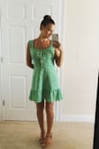 One of my favorite dresses from Lulus! Very girly and not too short for a girl in her 30's! Also I sized up and Im glad I did so it wasn't too short or too tight because fabric doesn't have a lot of stretch! - Kelsey K.
