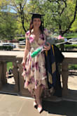 I got this dress for my grad school graduation and I loved it. I purchased a medium as I am usually a size 8. I have small breasts so it was a little big in the chest but a little tape fixed that! I got a lot of compliments and the material is great! Also makes for a great Derby dress! LOVE! - Molly V.