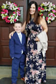 I bought this for my son's First Holy Communion.  It was the perfect dress for the occasion. Modest for the church, but it's still pretty and comfy for the party afterwards. It is light and flowy. There are two slits on the sides that show some leg when you sit or walk but only came up to right above the knee.  I got multiple compliments all day long. Print is true to color. Great quality. I had to get 5" cut/hemmed, but I'm short, so I always do that with all dresses. Can't wait to wear it again. - Kimberly R.