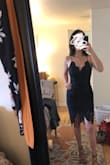 Love the idea of this dress. I didn't fill out the top enough for it to be flattering. I like that it is fully lined - so while it is sexy, I don't feel like I am super exposed. The lace detailing is super pretty on the chest and the sheerness of the legs. It gaped a little at the back which you can see slightly from the side angle pic. It's cute but not cute/special enough for $70. - Laura A.