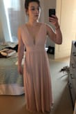I ordered this dress for a wedding and it worked perfectly. With heels, I only had to have it hemmed a little over an inch--the fit was otherwise true to size. The color is a true blush color as well. I originally ordered a couple blush dressed from Lulu's to compare before choosing this one, and a lot of them were more pink or peach than blush. This one is hard to beat. - Skylar S.