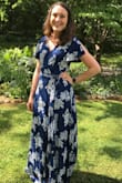 This dress is wonderful. I got so many compliments from the wedding I wore it to. I'd recommend it to anyone. The wrap style makes it fit custom to you. - Grace J.